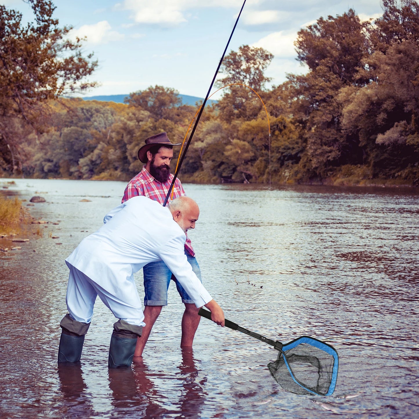 Fishing Net Fish Floating Landing Nets with Foldable Telescopic Pole Handle&Nylon Mesh for Saltwater Freshwater Catch&Release Peaceful Pleasures Health and Wellness
