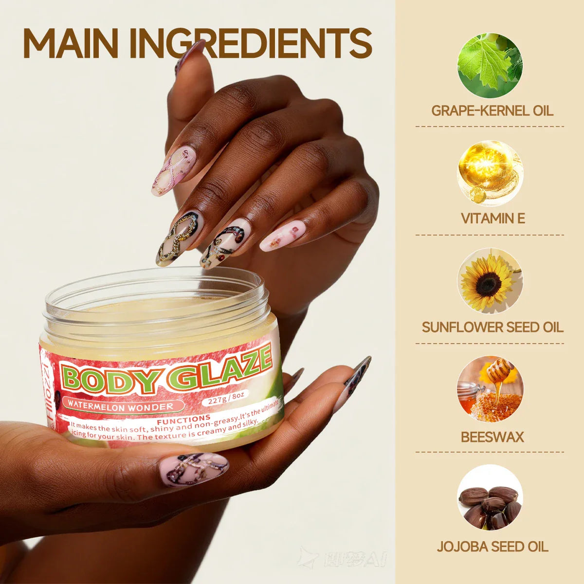 Watermelon Body Glaze – Moisturizing Brightening Cream 8oz