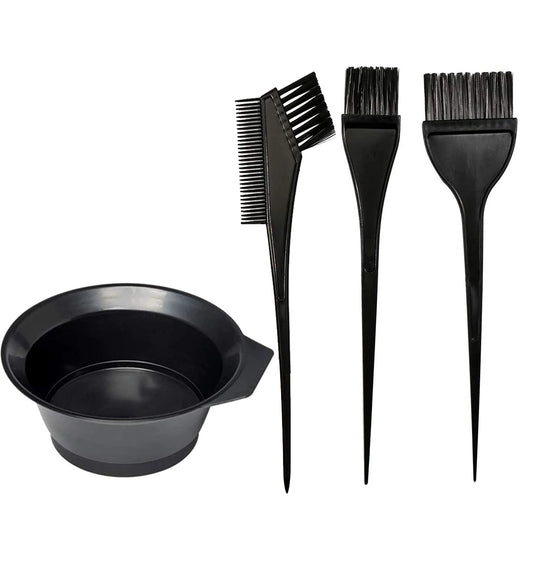 4Pcs Home Salon Hair Dyeing Brush Set Hair Dyeing Cream Bowl Coloring Brush Comb Kits Hair Tint Applicator Barber Styling Tool Peaceful Pleasures Health and Wellness