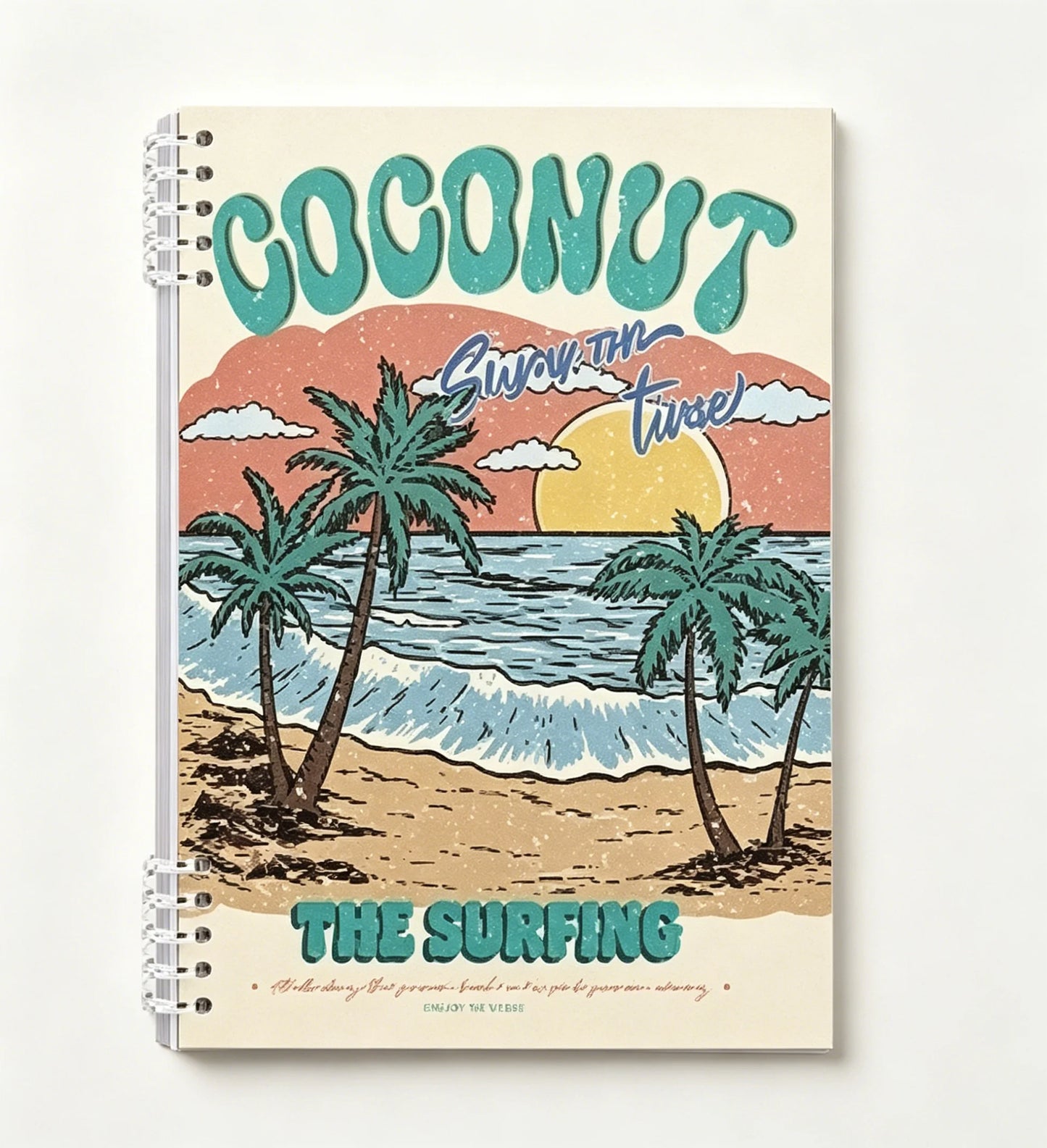 Retro Tropical Notebook Product Photo Vintage Beach Vibes Spiral