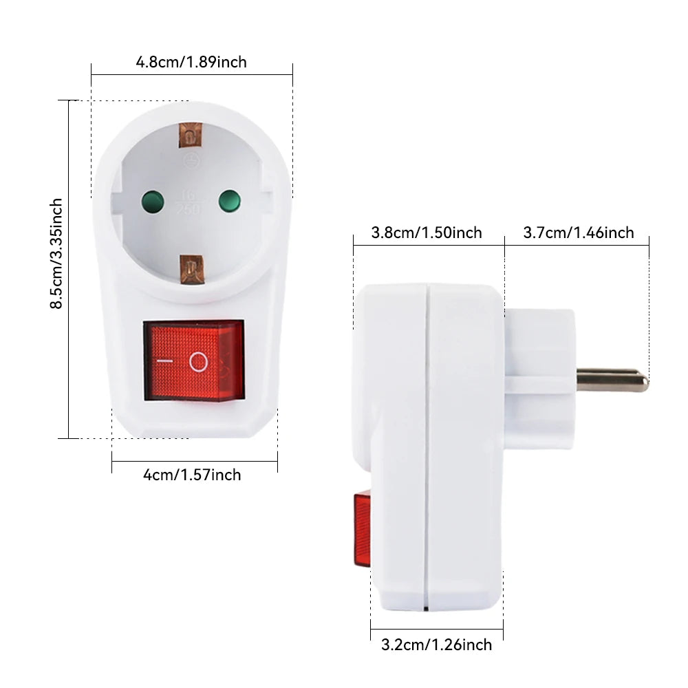 EU Extension Socket 16A 250V | 1-to-3 Outlet with ON/OFF Switch