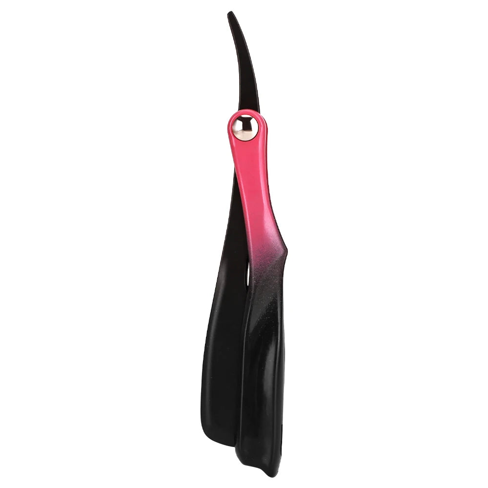 Gradient Gold Handle Magnetic Suction Straight Edge Razor, Portable Foldable Replaceable Blade Shaving Knife For Salon & Travel Peaceful Pleasures Health and Wellness pink