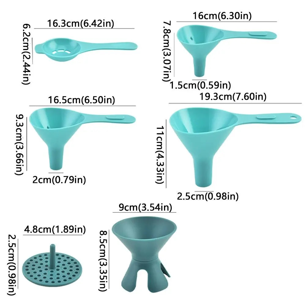6-in-1 BPA-Free Kitchen Funnel Set with Filter Strainer