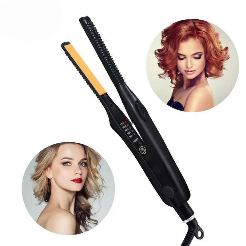 2-in-1 Professional Hair Straightener and Curling Iron Mini Ceramic Straightener with Adjustable Temperature Small Flat Iron Peaceful Pleasures Health and Wellness