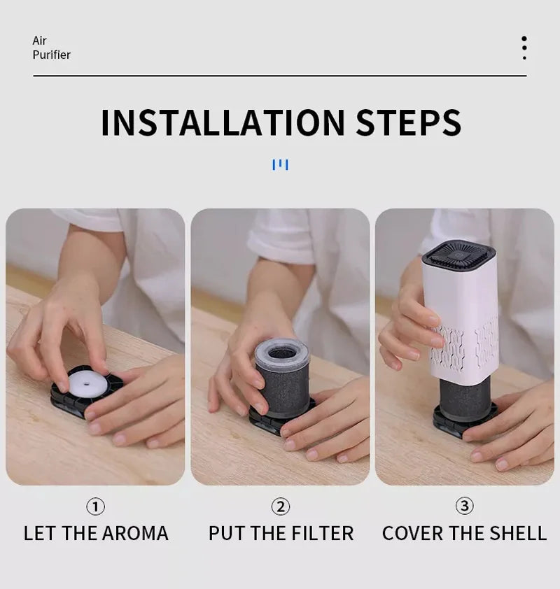 Portable Electric Desktop Air Purifier For Cars Small Households Negative Ion Odor Formaldehyde Mini Usb Hepa Ionic Air Purifier Peaceful Pleasures Health and Wellness