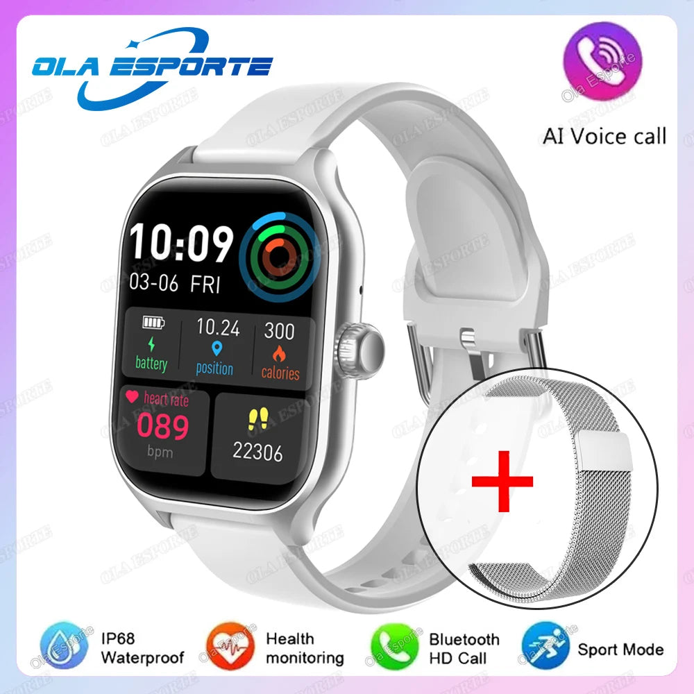 New Smart Watch Bluetooth Talk Tracking Heart Rate Sleep Monitor Multi-sport Modes Bluetooth Smart Watch Gifts for Men and Women Peaceful Pleasures Health and Wellness Silver20Milan