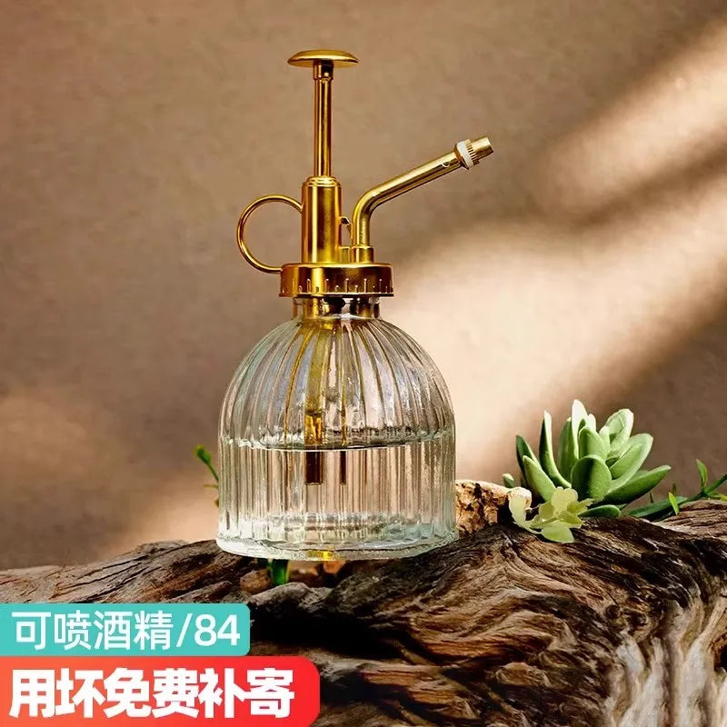 Retro glass watering bottle European style embossed air pressure watering bottle gardening household flower watering bottle Peaceful Pleasures Health and Wellness