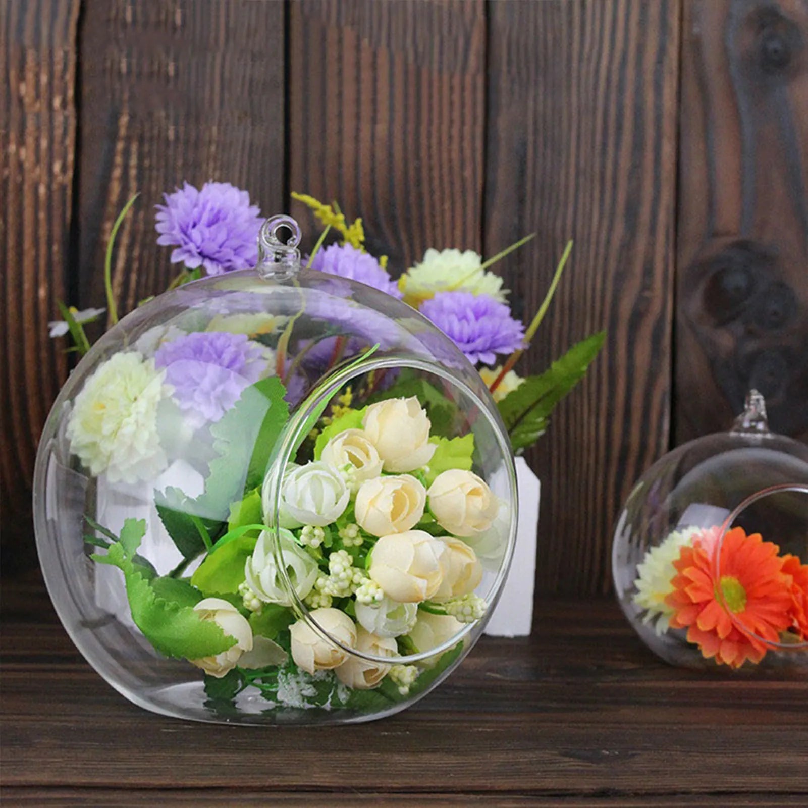 Fillable Bauble Clear Glass Ball Microlandscape Container Open Mouth Plant Pot for Decorating Window or Balcony Peaceful Pleasures Health and Wellness