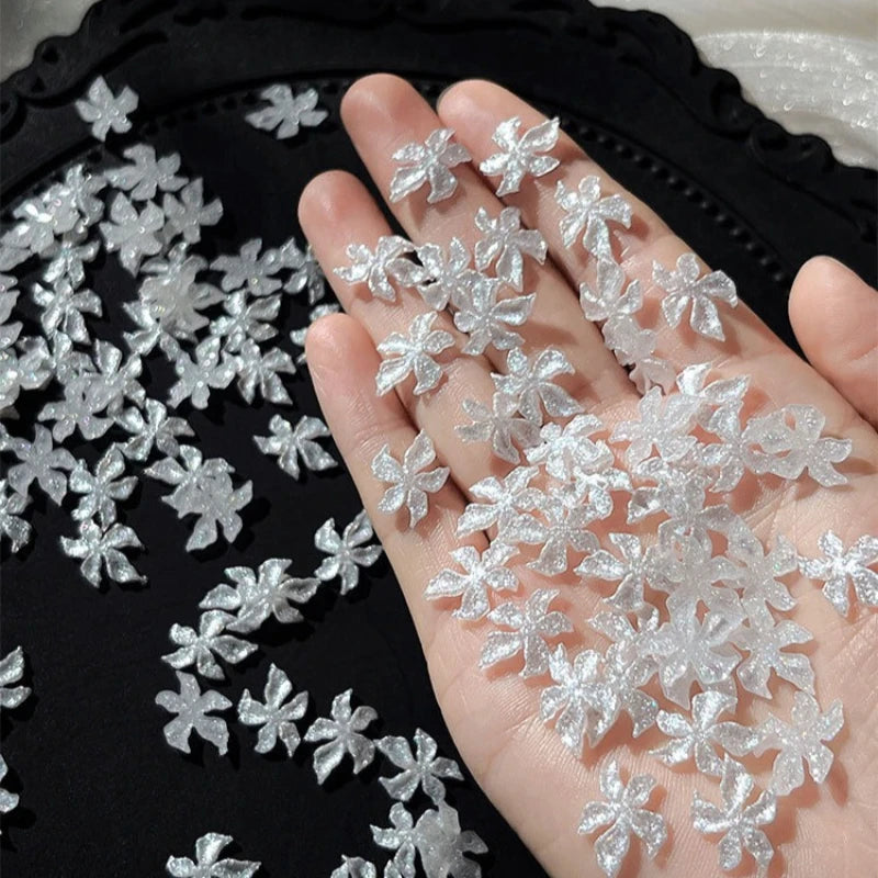 3D White Daisy Flower Nail Charms | Flat Back Resin Art Decor