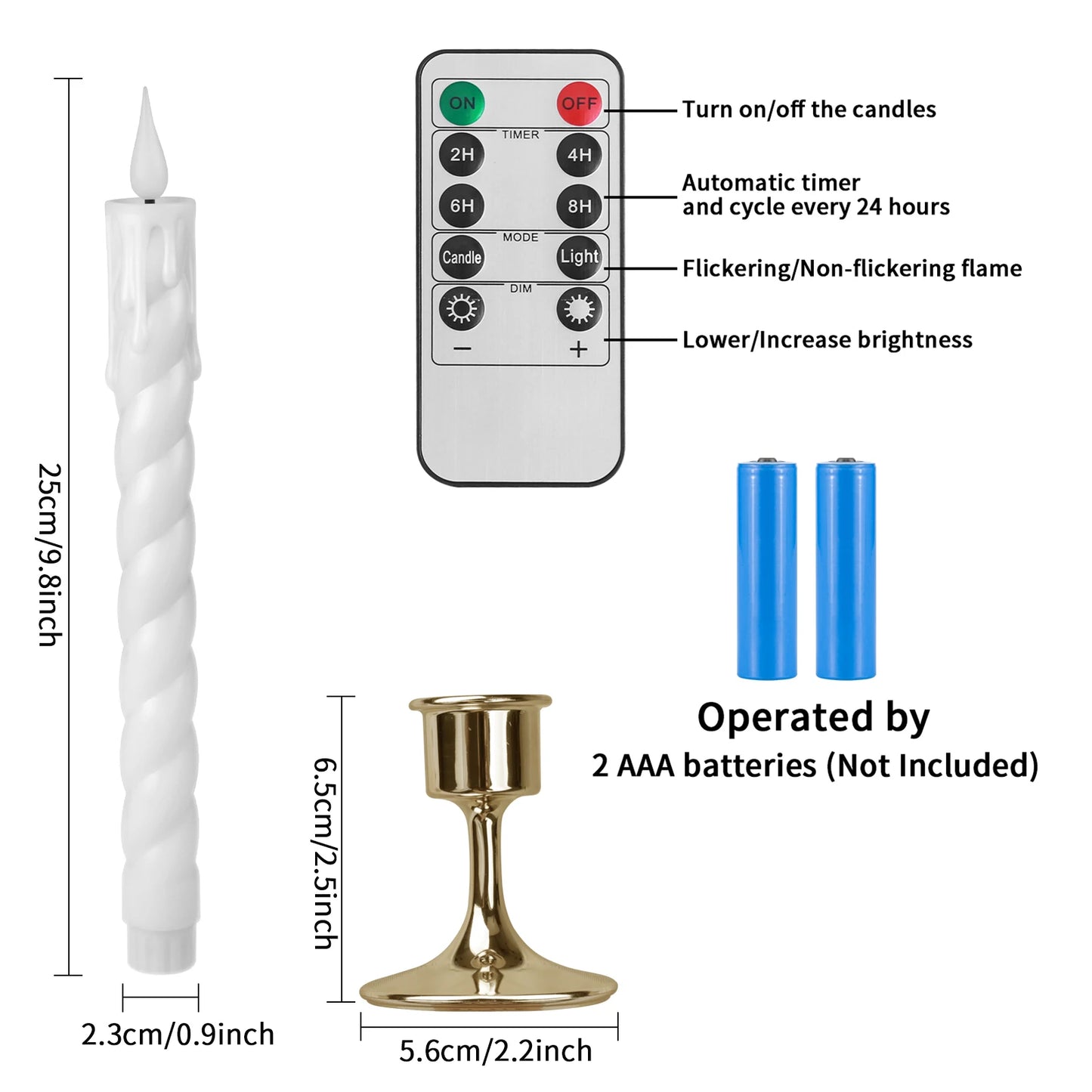 6Pcs White/Ivory Flameless Taper Candle Twisted LED Battery Operated Candlesticks With Holder for Wedding Home Party Table Decor Peaceful Pleasures Health and Wellness