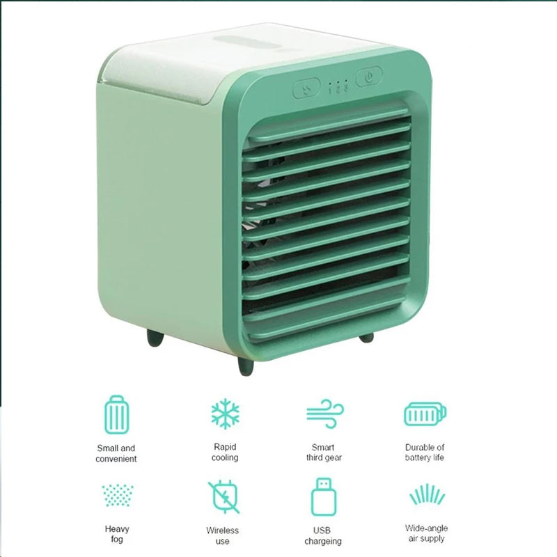 Customized USB Electric Humidify Small Air Conditioning Fan Desktop Cooling Rechargeable for Household Car & Outdoor Use Peaceful Pleasures Health and Wellness