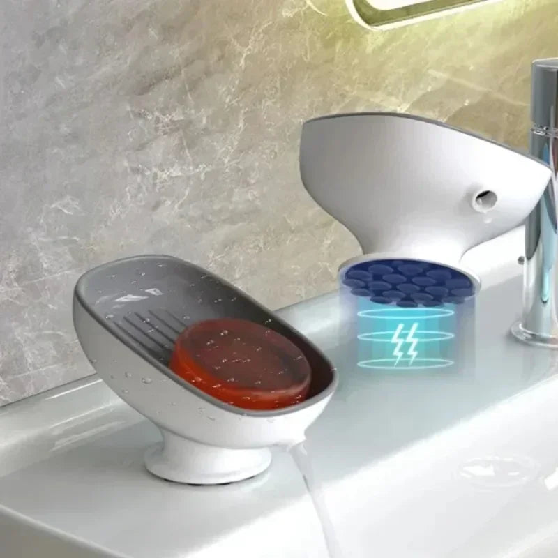 1pc Super Suction Cup Soap Dish with Drain Water for Bathroom Soap Holder Kithcen Sponge Holder Soap Container Bathroom Supplies Peaceful Pleasures Health and Wellness