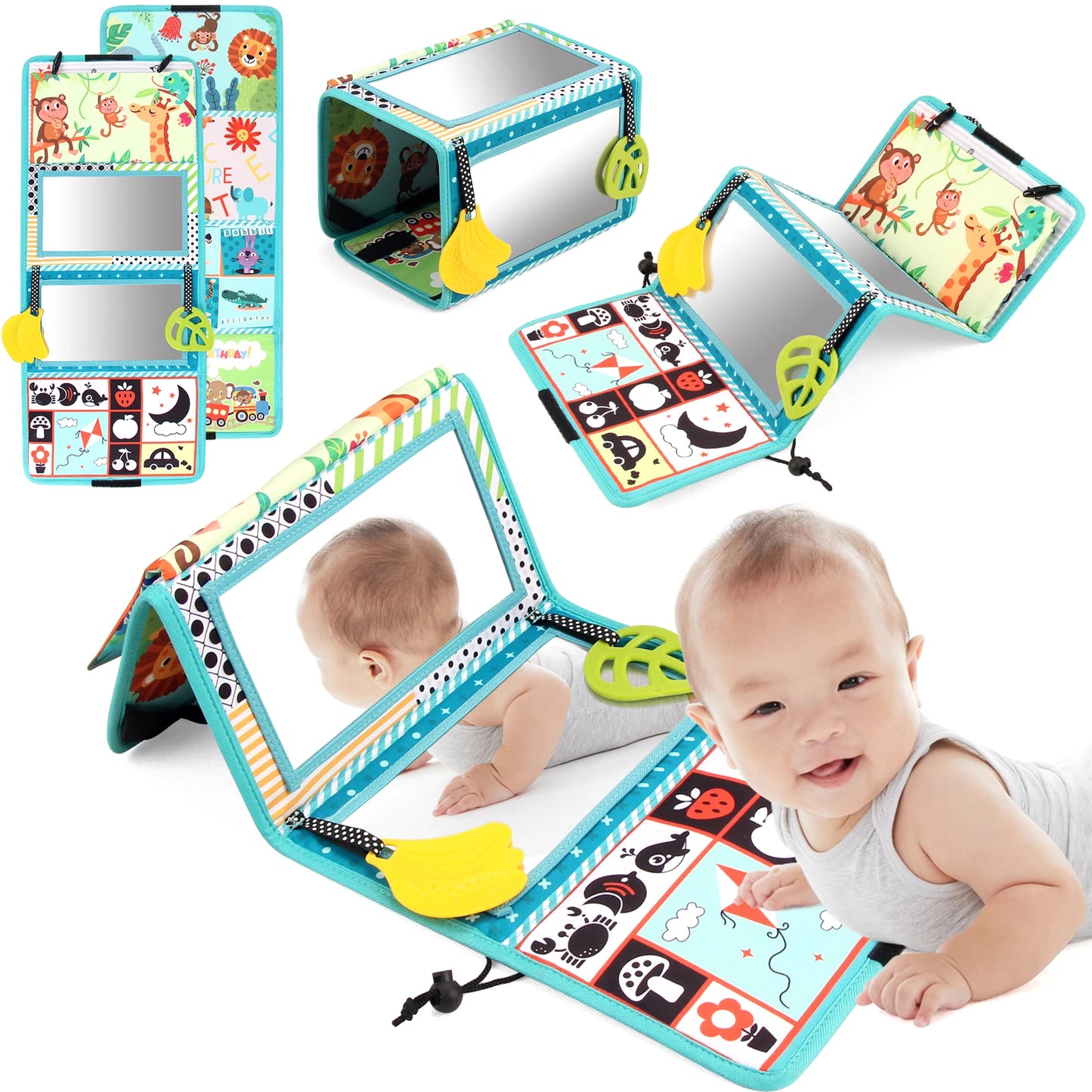 Black White Baby Floor Mirror Tummy Time Sensory Toys 6-24 Months