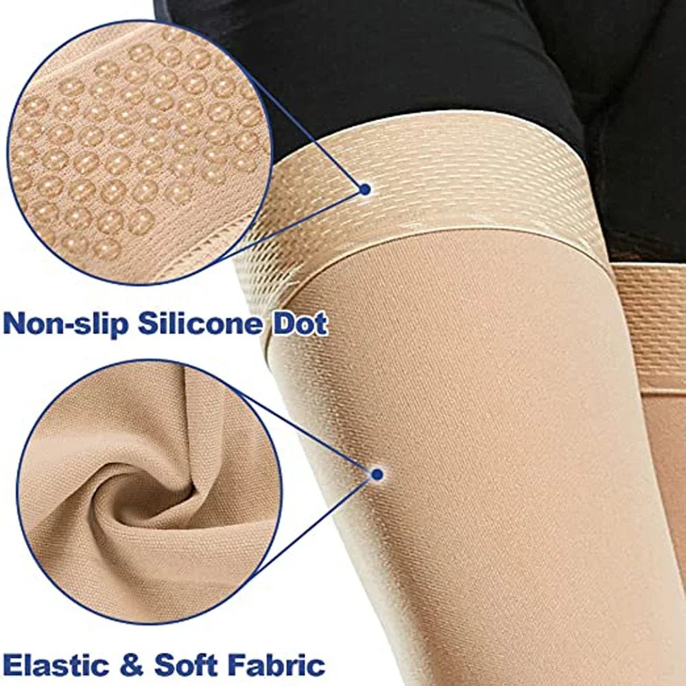 1Pair Thigh High Footless Compression Sleeves & Silicone Band for Women Men,Firm 20-30 mmHg Graduated Support for Varicose Veins Peaceful Pleasures Health and Wellness