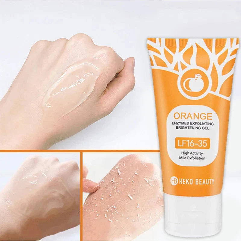 Orange Enzymes Exfoliating Gel Brightening Deep Cleansing Face Scrub Gentle Mud Peel Smoothing Skin Refine Pores Moisturize Care Peaceful Pleasures Health and Wellness