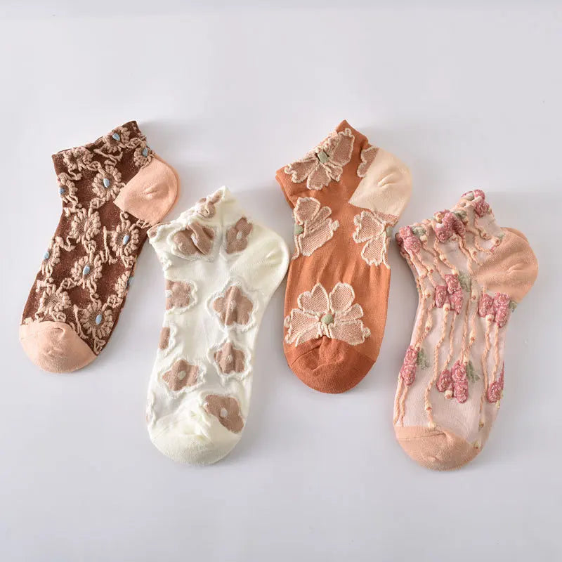 Floral Kawaii Women's Short Socks | Harajuku Korea Style