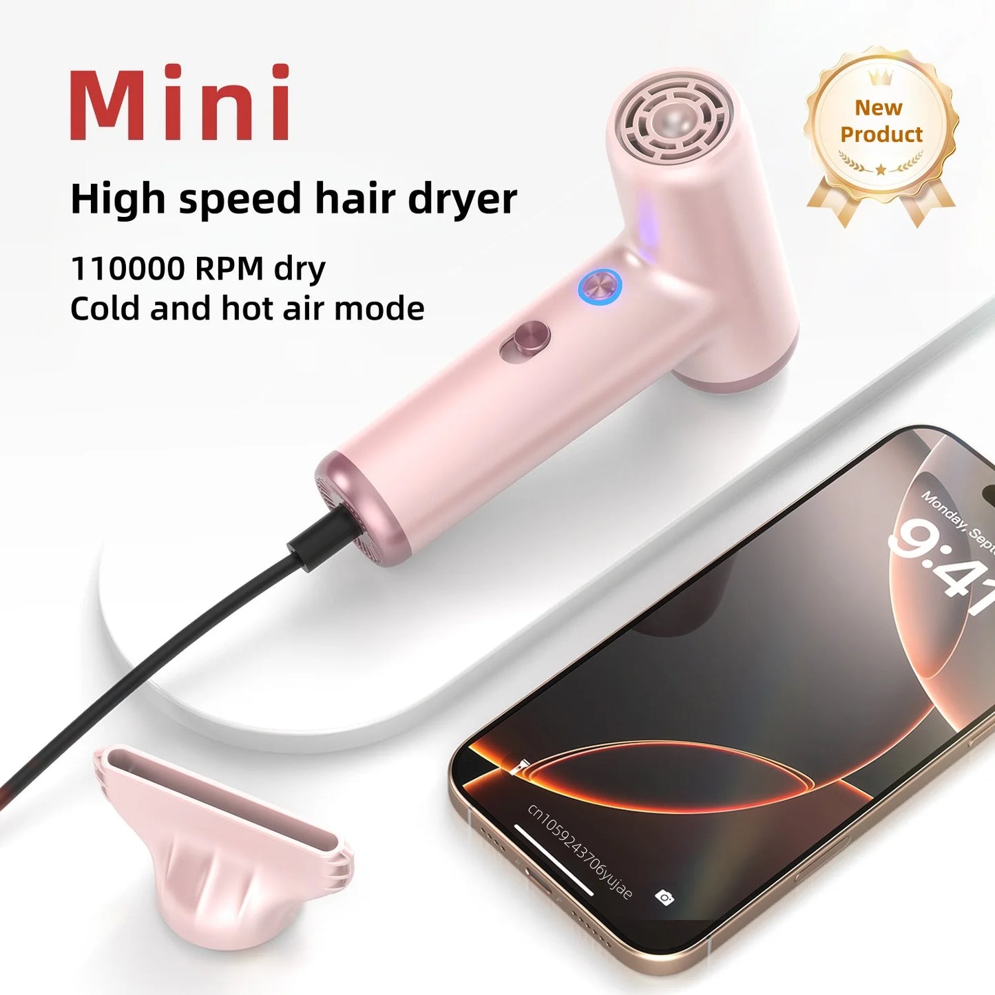 Popular Mini Hair Dryer Portable Travel Constant Temperature Hair Care Negative Ion Cold And Hot Air Gear High-Speed Blower 2025 Peaceful Pleasures Health and Wellness