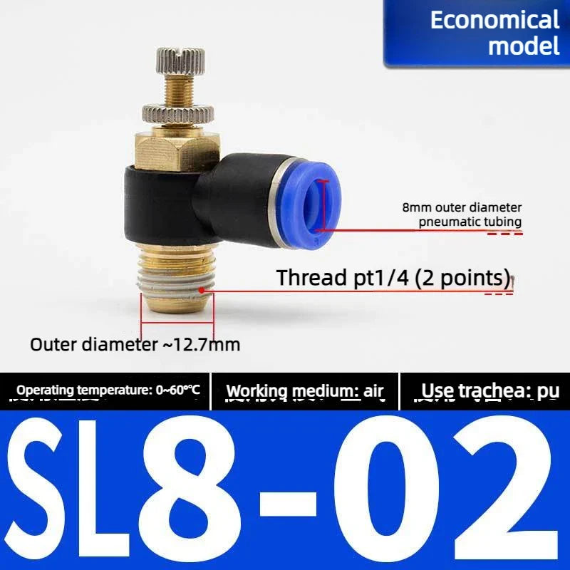 Quick Connect Pneumatic Air Speed Throttle Valve SL 4–12mm