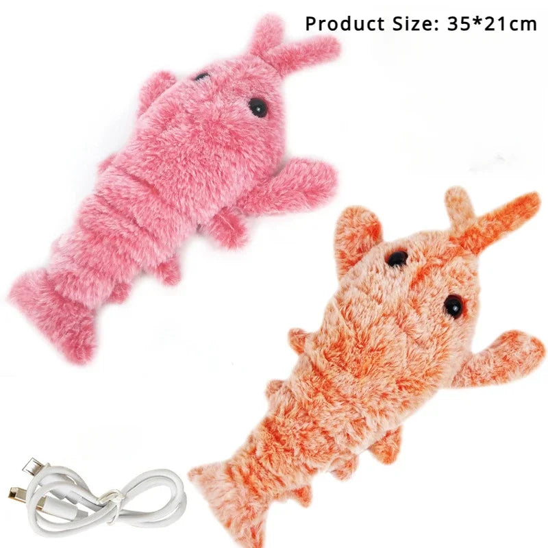 Electric Jumping Shrimp Cat Toy | USB Rechargeable Plush Pet Toy