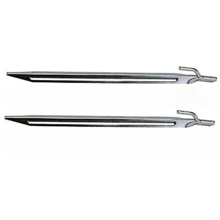 Heavy-Duty Steel Tent Stakes for Secure Camping Galvanized Durable Outdoor Anchors Ideal for Tents Tarps and Shelters in Hard O Peaceful Pleasures Health and Wellness 2 pcs
