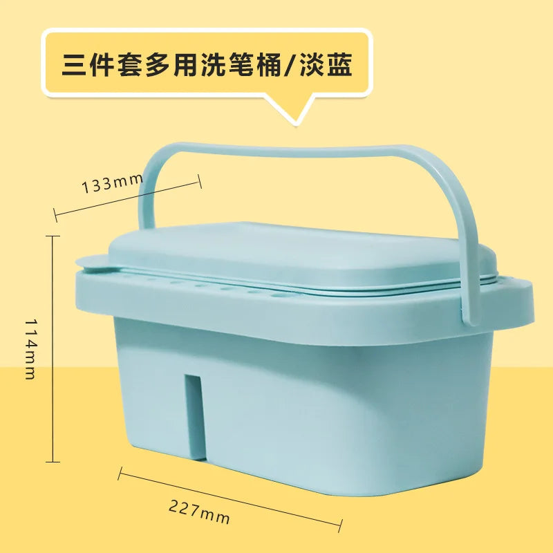 Multi-Use Paint Brush Basin with Holder, Palette & Lid