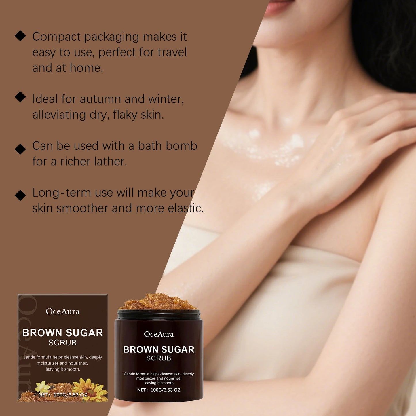 OceAura Brown Sugar Body Scrub | Exfoliate & Soften Skin