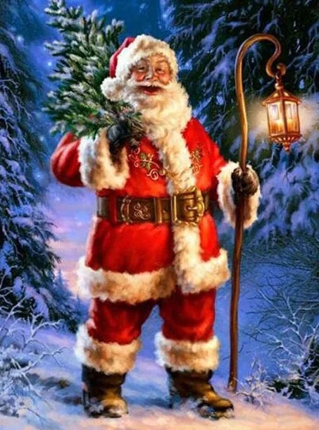 Santa Claus Diamond Painting Kit with Frame | Christmas Art