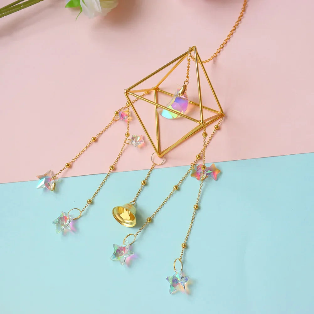 1 Piece, Colorful Metal Rainbow Star Moon Wind Chimes, Sun Catcher Outdoor Window Home Decoration Garden Car Pendant Peaceful Pleasures Health and Wellness A 4020