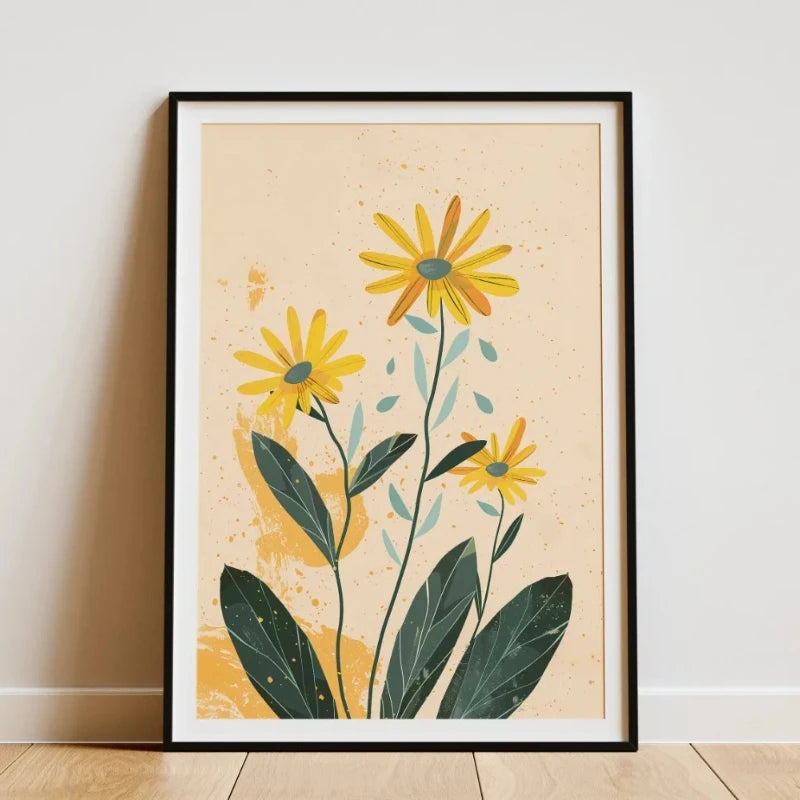 Minimalist Bamboo Tropical Leaf Botanical Canvas Wall Art Print
