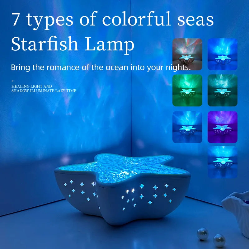Starfish Projection Lamp | Ocean Wave Night Light Gift Projection Night Light Peaceful Pleasures Health and Wellness