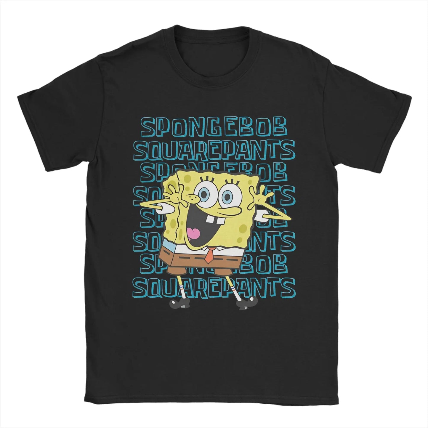 Fun S-Spongebobs T-Shirts Men Crew Neck Pure Cotton T Shirt Short Sleeve Tee Shirt Printed Clothing Peaceful Pleasures Health and Wellness