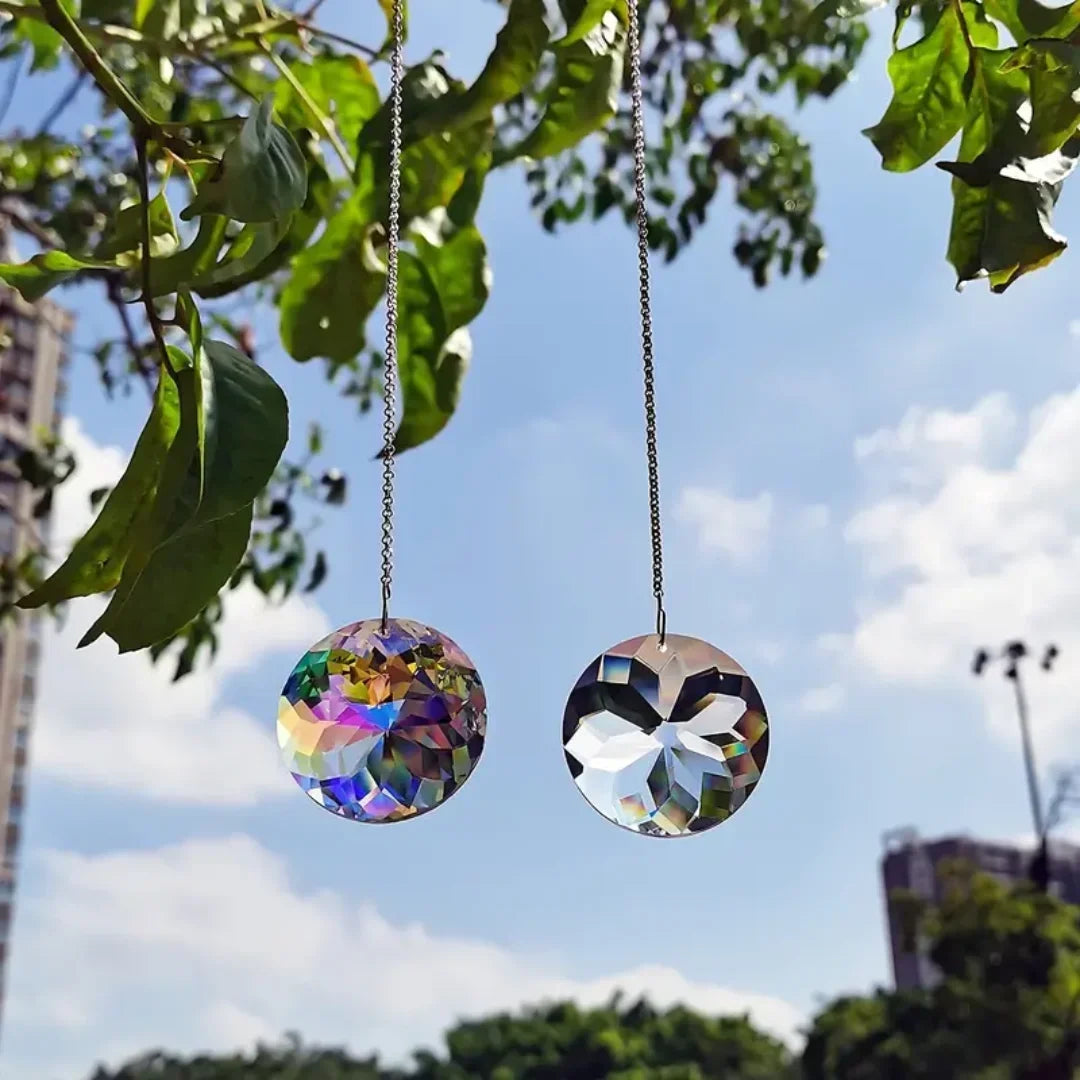 Round Crystal Sun Catchers Set of 2 – Glass Prism Rainbow Maker