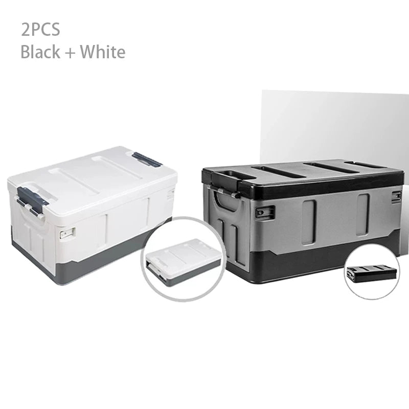 Large Camping Storage Box Portable Waterproof Container Outdoor Storage Case Durable Multi Purpose Foldable Car Trunk Organizer Peaceful Pleasures Health and Wellness 2pcs