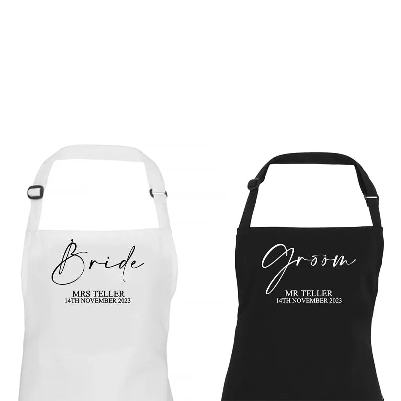 Personalised Wedding Day Apron – Bride & Groom Keepsake Gift Personalised Wedding Apron Peaceful Pleasures Health and Wellness