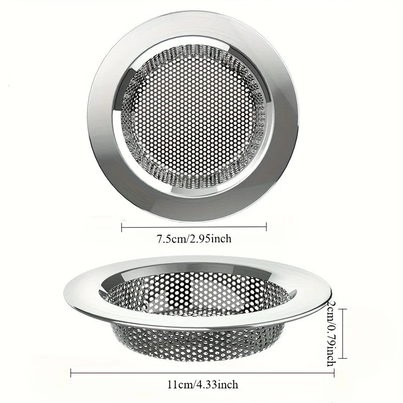 Two-Pack Double-Layer Anti-Clogging Sink Strainer Made of 304 Stainless Steel, Suitable for Standard Kitchen Sinks, Ideal for Home and Commercial Kitchens to Prevent Clogging, Polished Surface, Durable and Long-Lasting Peaceful Pleasures Health and Wellness