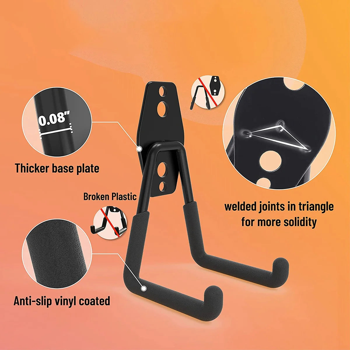 A36T-Garage Hooks Heavy Duty 4PC, Garage Storage Hooks, Wall Mount Garage Hanging Hooks For Bike, Ladder, Bulky Items Peaceful Pleasures Health and Wellness