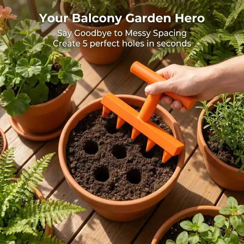 5-Tooth Hole Punch Seeder | Vegetable & Flower Sowing Tool