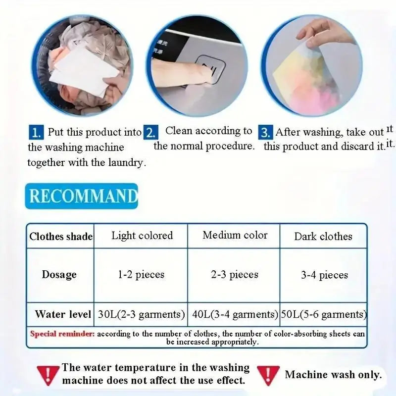 50Color Dye-Resistant Cloth for Laundry，No Chemical Composition，Mixed Laundry Anti-Penetration and Fade Protection，Universal Was Peaceful Pleasures Health and Wellness