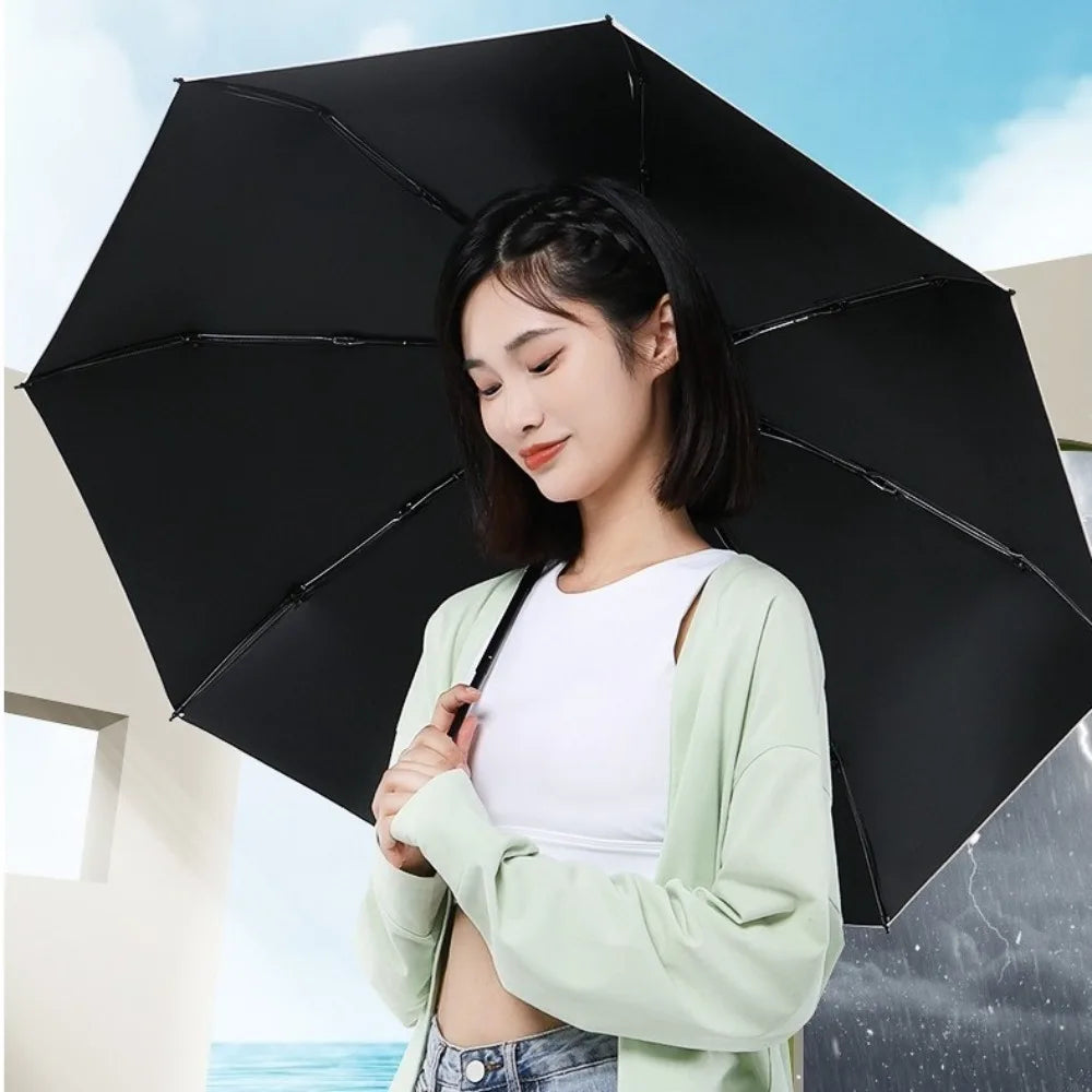 New Mini Capsule Folding Umbrella UPF50+ Vinyl Sun Rain Umbrella Dual Use Protection UV Sunshade Pocket Parasol for Outdoor Peaceful Pleasures Health and Wellness
