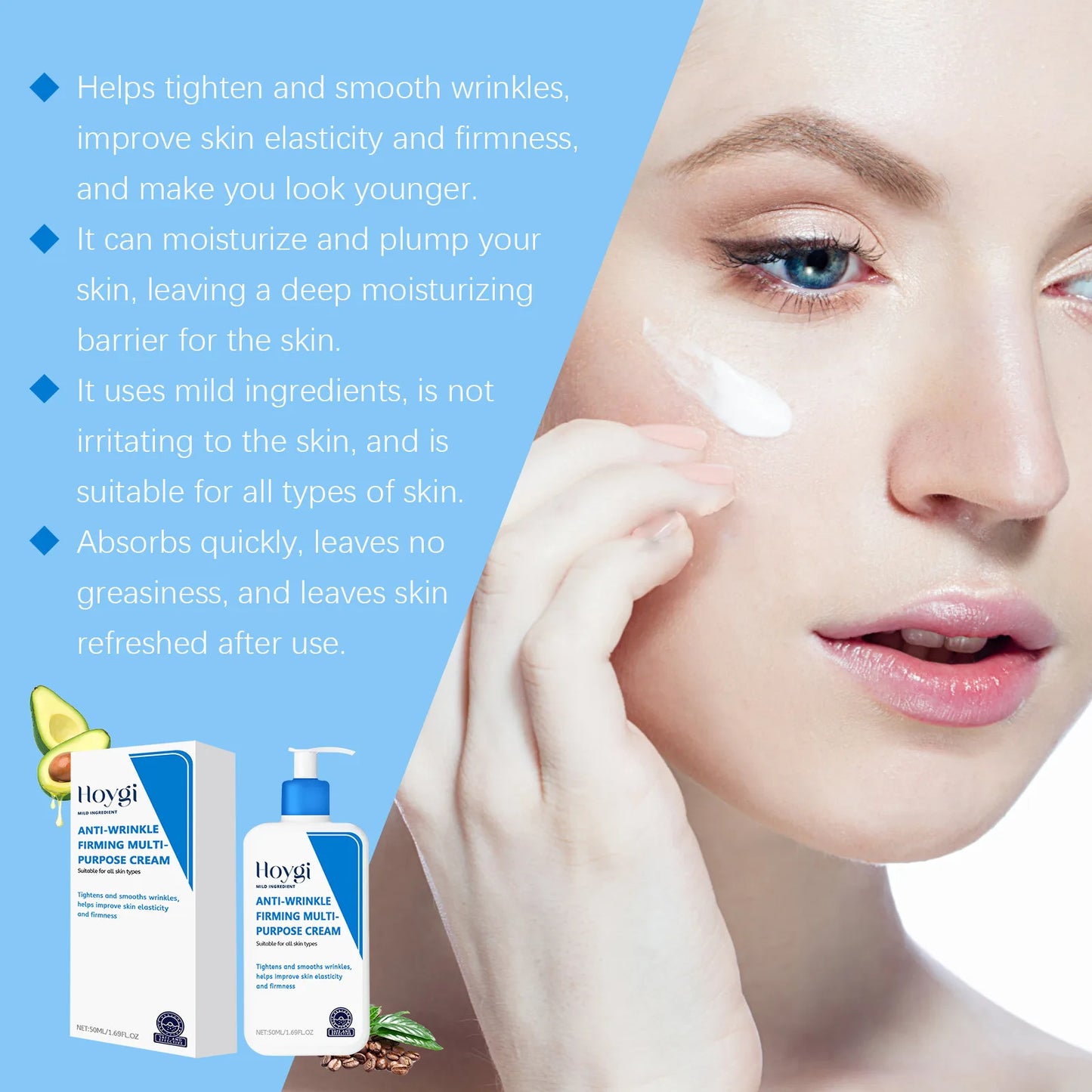 Hyaluronic Acid Cream Shrink Pores Anti Wrinkle Nourishing Hydrating Improve Dryness Remove Fine Lines Moisturizing Facial Cream Peaceful Pleasures Health and Wellness