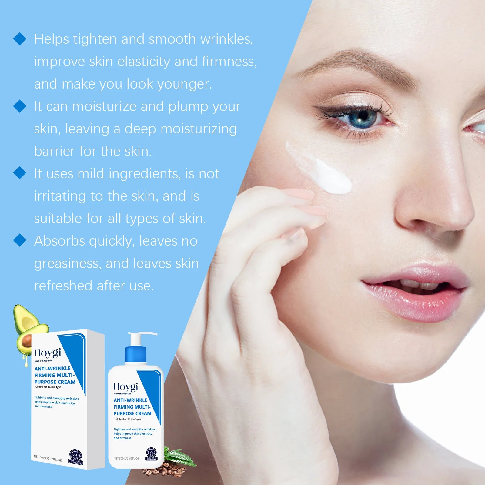 Hyaluronic Acid Cream Shrink Pores Anti Wrinkle Nourishing Hydrating Improve Dryness Remove Fine Lines Moisturizing Facial Cream Peaceful Pleasures Health and Wellness