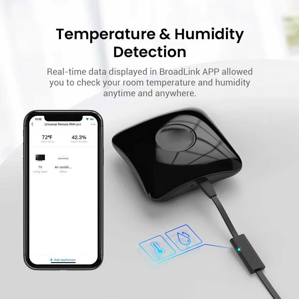 BroadLink RM4 Pro RM4 Add HTS2 IR RF Wifi Smart Home Universal Remote Control For TV AC Fan Blinds Work with Alexa Google Home Peaceful Pleasures Health and Wellness