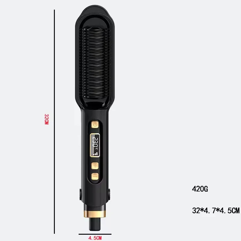 New Style Electric Ceramic Ionic Negative Ion Hair Straightener Brush LCD Display Portable 2-in-1 Comb Household Peaceful Pleasures Health and Wellness
