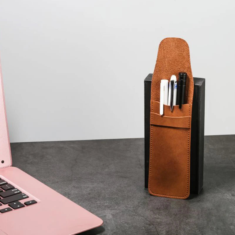PU Leather Pen Holder Flip Pouch for Fountain Ballpoint Pencil Protective Sleeve Cover for Office College Handmade Case Peaceful Pleasures Health and Wellness