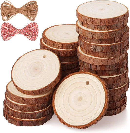 Natural Wood Slices Craft Wood Kit with Hole Wooden Circles Tree Slices for Arts and DIY Crafts Crafts Christmas Ornaments Peaceful Pleasures Health and Wellness 20PCS 5-6cm 1cm