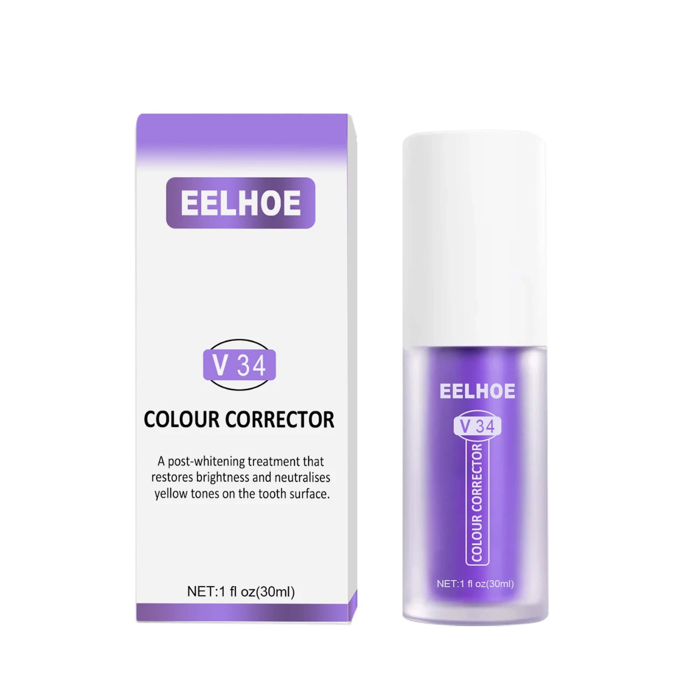V34 Purple Teeth Whitening Toothpaste Kit – 7-Day Stain Remover