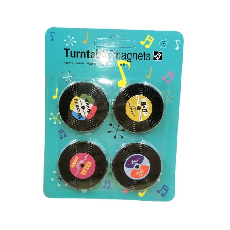 Retro Tape & Record Fridge Magnets Set of 4 | Nostalgic Decor