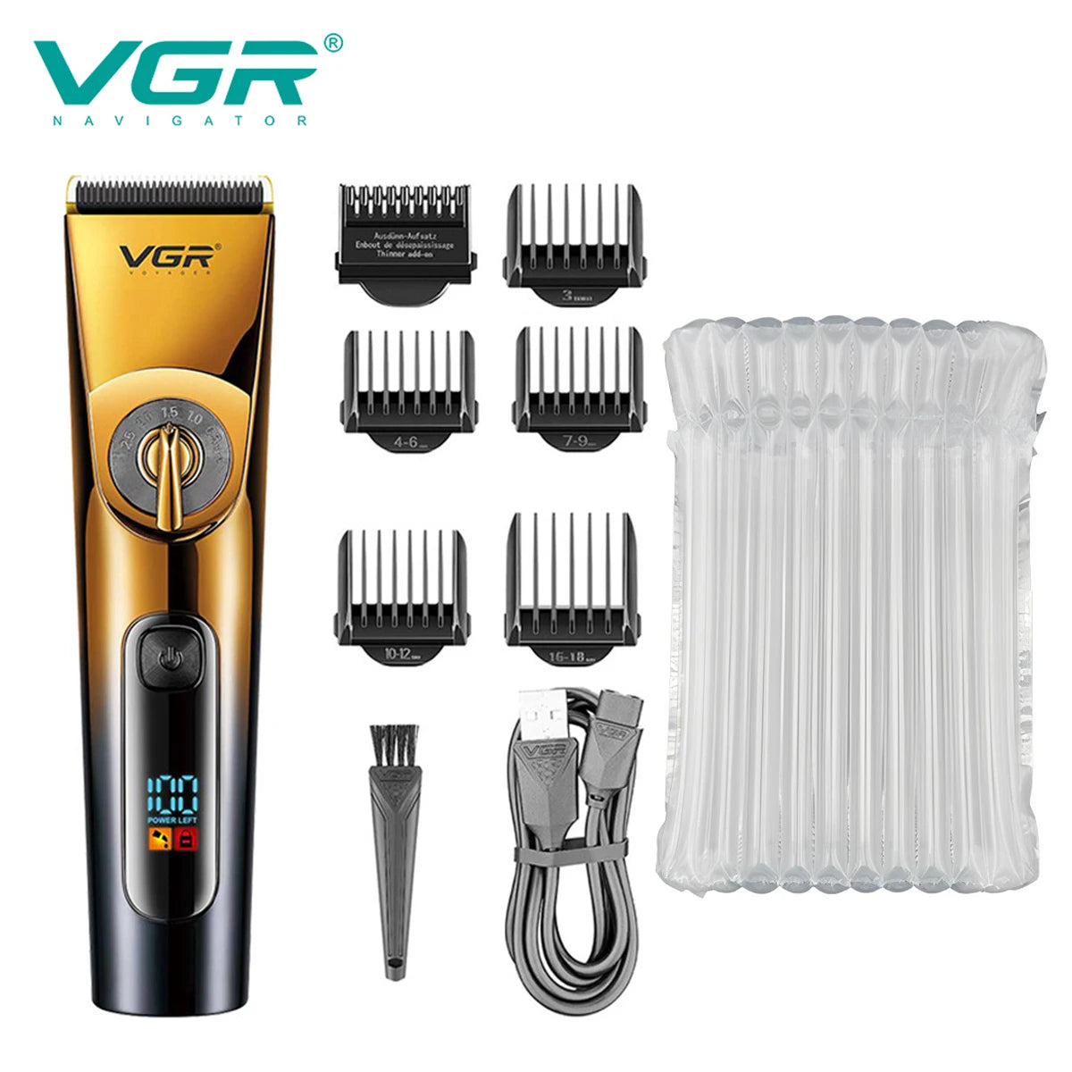 VGR 663 Professional Hair Trimmer Electric Hair Clipper IPX6 Waterproof Haircuts Machine LED Display Barber Trimmer for Men Peaceful Pleasures Health and Wellness 663 NO box