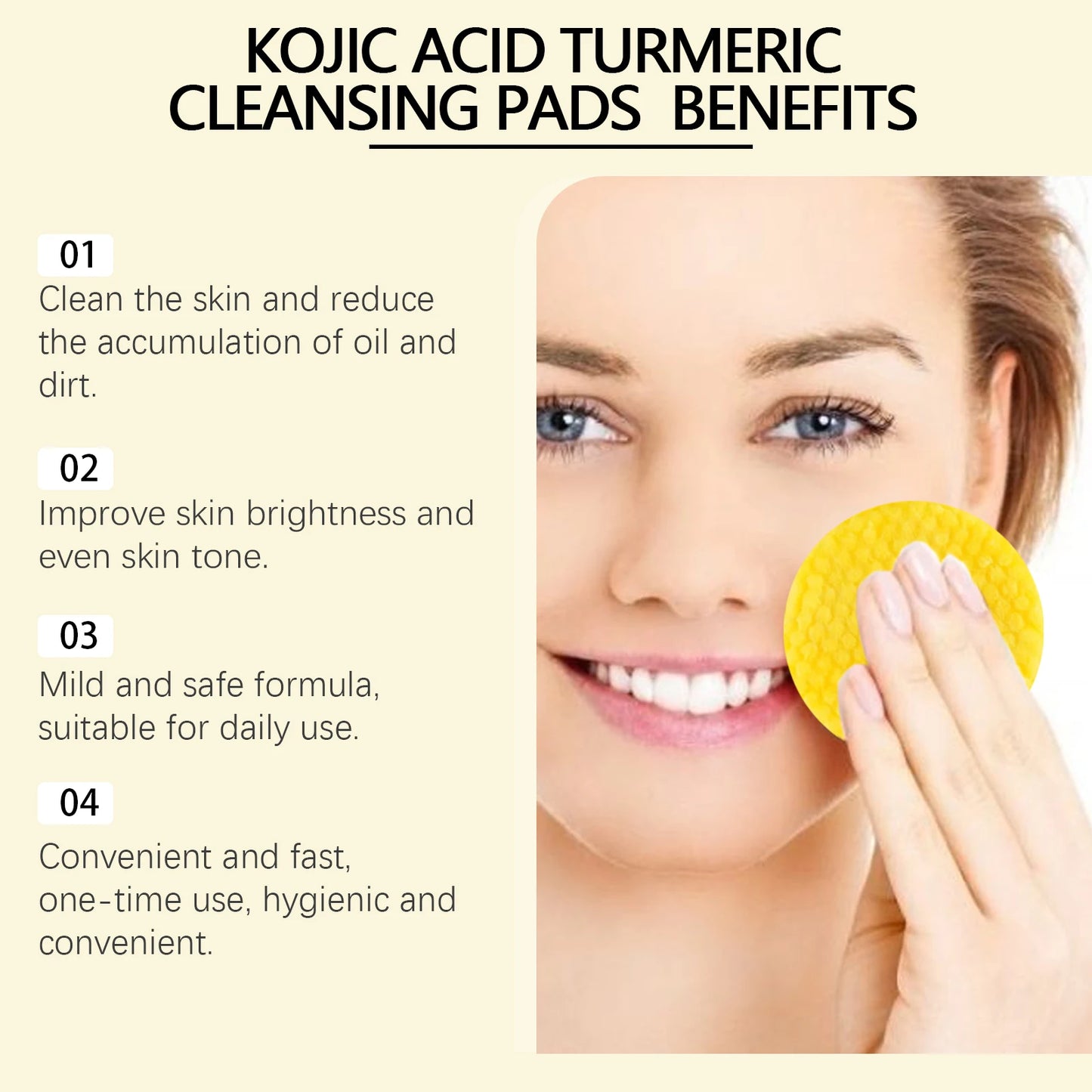 Turmeric Kojic Acid Cleansing Pads – Exfoliate & Brighten (60pc)