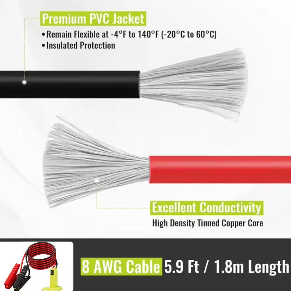 Jump Cables Starting Adapter Auto Booster Cable Car Use Tool For Ryobi 18V Li-ion Battery With Switch Car Accessories Peaceful Pleasures Health and Wellness